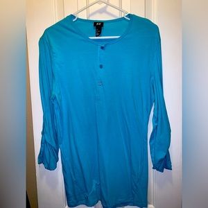 H&M large turquoise shirt with rollup button sleeves